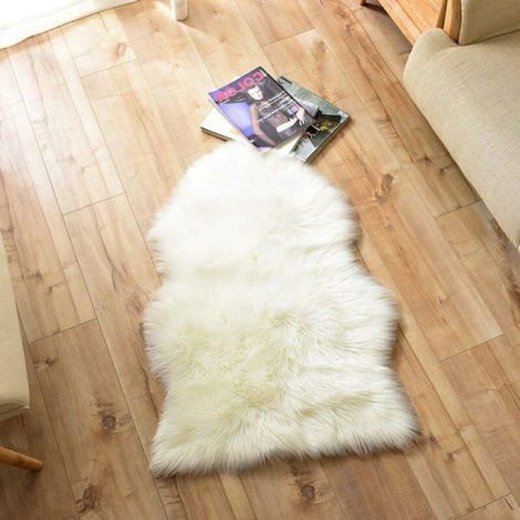 Housse De Chaise - Fausse Peau De Mouton - 0,6 X 0,9 M - Blanc - Pile 2,5 Pouces (1/4)