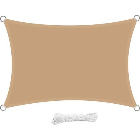 Voile D'ombrage Rectangulaire 2x3 Mètre Imperméable Voile Ombrage Résistant À L'eau Anti Uv 3x2 M Pour Jardin Terrasse Patio, Sable (1/5)