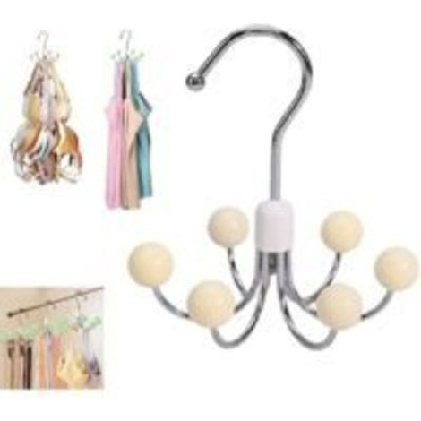 Porte-Vêtements Rotatif - Organisateur Placard 360° Métal Bois - Pour Sacs Chapeaux Cravates Ceintures Soutiens-Gorge Écharpes - Blanc - 1 Pièce (1/3)