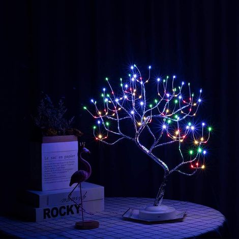 Lampe de table en forme de bonsaï, lampe LED artificielle, 8 modes d'éclairage, 50 cm (20 pouces), 108 lumens, décoration de bureau mignonne pour la maison, mariage, fête, festival, décorations de Noë (1/5)