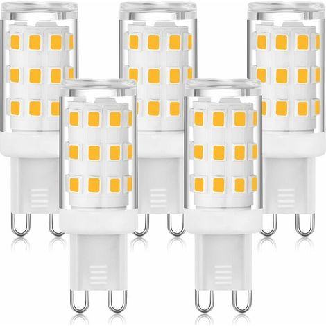 RHG Ampoule LED G9 3000K blanc chaud 3W, ampoule LED à douille G9 à deux broches (équivalent halogène 40W), ampoules G9 à économie d'énergie pour lustre, pas de scintillement, non dimmable,5 paquets [