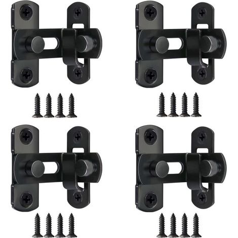 4pcs Verrou Porte Grange Coulissante 90 Degrés 3" Loquet de Porte Coulissante Rabat Verouille Porte en Acier Inoxydable Petits Boulons de Porte Double Face pour Portes Armoire Fenêtres - Noir (1/4)