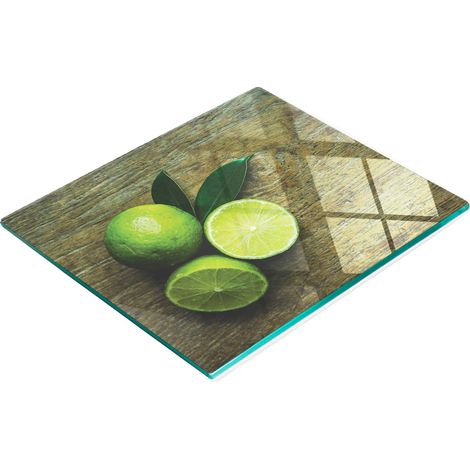 Planche à découper et de service décorative en verre et bois, 60 x 52 cm (1/5)