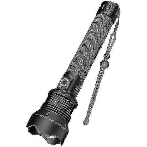 Lampe torche LED XHP70 ultra puissante, zoom réglable, étanche, rechargeable par USB, avec 2 batteries 18650 haute capacité. (1/5)