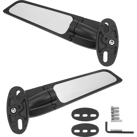 Specchietto retrovisore per moto in alluminio, aletta compatibile con Yamaha R6, R6S, V2, V3 - Specchietto laterale girevole a 360° con parabrezza, compatibile con R15, R2
