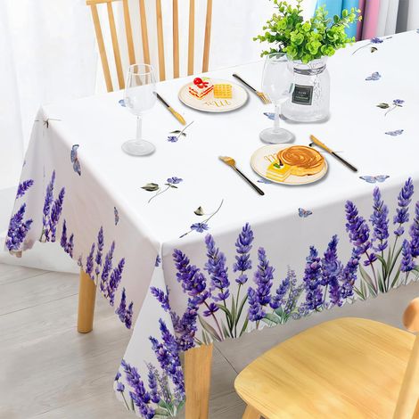 Nappe de table lavable, Lila Lavendel Nappe de jardin rectangulaire résistante aux intempéries Floral Table Cloth Polyester Nappe imperméable pour jardin extérieur Table de jardin Cuisine Table (1/5)