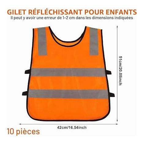 Gilet De Sécurité pour Enfants, Gilet de Sécurité Enfants, Gilet Securite Enfant Réfléchissant pour Vélos pour Enfants (3-12 ans), pour course en extérieur, cyclisme, circulation routière (1/4)