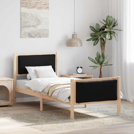 Struttura del letto con testiera Nero 80 x 200 cm Tessuto vidaXL (1/5)