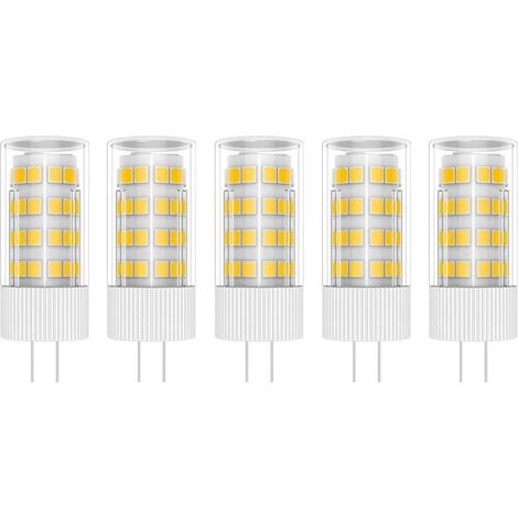 5X G4 LED lamp, 5 W, light bulb, 51 SMD, 2835 LEDs, warm white, 3000 K, LED light source, 400 lm, equivalent to 50 W halogen lamp, AC 220 V [energy class A+] (1/4)
