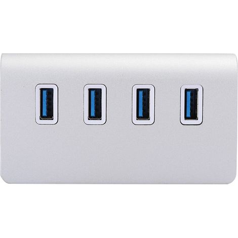 Hub/splitter USB 3.0, alloggiamento in lega di alluminio a 4 porte, hub USB ad alta velocità con indicatori LED, protezione da sovraccarico, supporta plug-and-play e hot-swapping e velocità di trasfer (1/4)