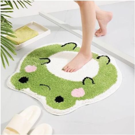 Tapis de bain mignon et antidérapant en forme de grenouille, tapis de douche absorbant et lavable en forme d'animal amusant pour décoration de salle de bain (1/5)