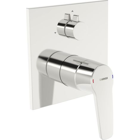 Hansa Polo Einhebel-Wannen- und Brausearmatur, Unterputz, Rosette eckig, mit Drehumsteller, Chrom, 80609023 (1/5)