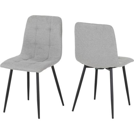 Fenton Indoor Dining Chair (Pack of 4) - L54 x W44 x H86.5 cm - Light Grey Fabric