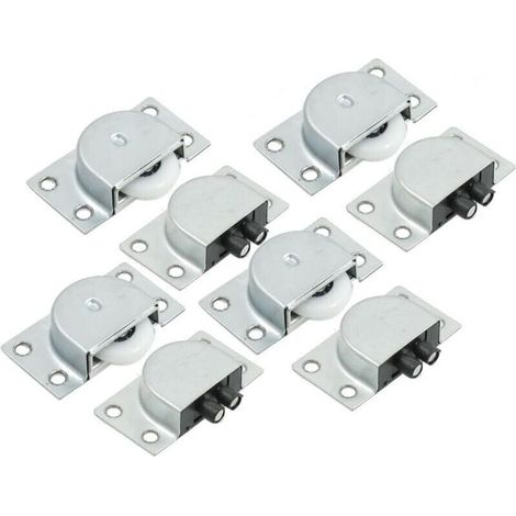 Roulettes pour porte coulissante de placard – 4 paires, diamètre 23 mm, rouleaux en acier avec roulement à billes, montage facile