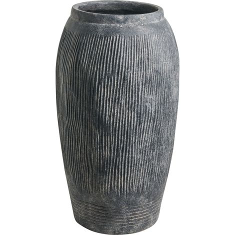 Flower Vase Grey Fibre Clay Painted Indoor and Outdoor Round Shape Modern Design Living Room ARGINO