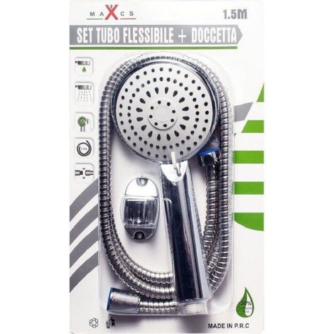 Trade Shop - Set Soffione Doccia Doccetta Multigetto Bagno Staffa Tubo Flessibile 1,5mt 98080 - (1/2)