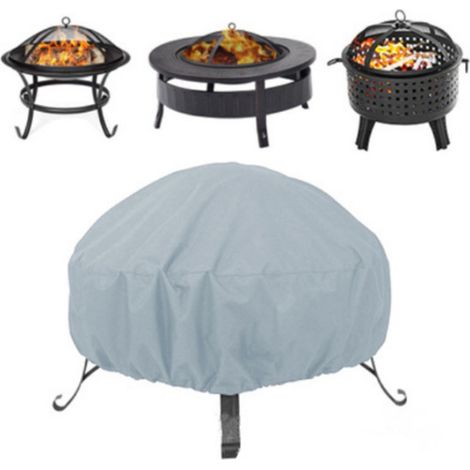 Housse de protection pour brasero rond, imperméable, coupe-vent, résistante aux UV, en tissu Oxford 210D (diamètre 122 x hauteur 46 cm), grise