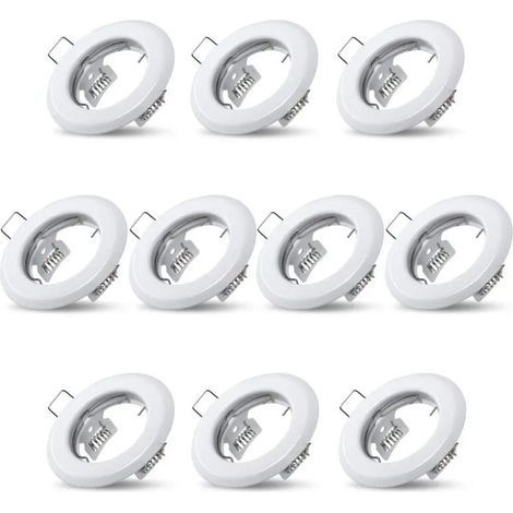 10x Spots lumineux encastrable plafond lampe fixe blanc supports pour spots encastrables acier inoxydable luminaire cuisine salon salle de bain,Trou encastré Ø55mm (1/5)