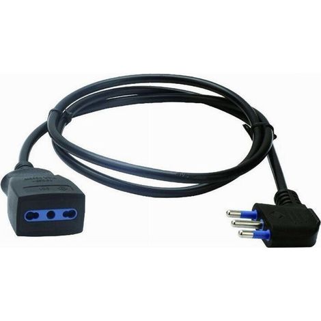 Prolunga Lineare Nera Cavo Da 3 Mt Spina 16a + Presa Bipasso 10/16a 2p+t 83282