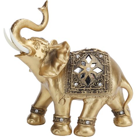 Statuette Éléphant Doré Sculpture Décorative pour Maison Bureau Bar Cadeau Artisanal (1/5)
