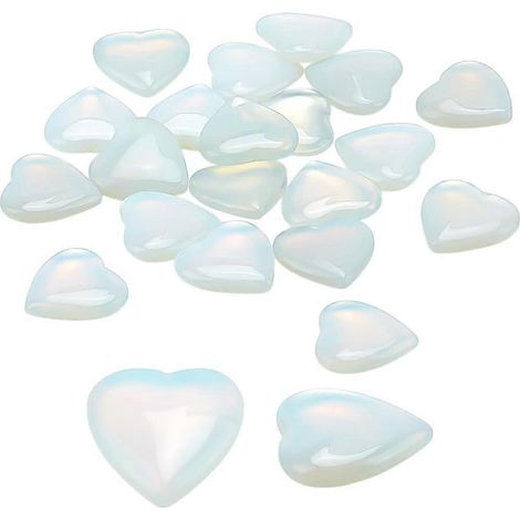 20 pierres en forme de cœur, cristaux et pierres d'opale, pierre précieuse d'amour, pierre naturelle de poche en forme de cœur, pierre anti-stress pour cadeau, artisanat, décoration intérieure, 0,78 p (1/5)