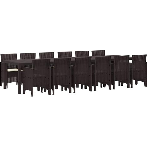 Conjunto de Comedor de Jardín 13 pcs Marrón Ratan Polt vidaXL (1/5)