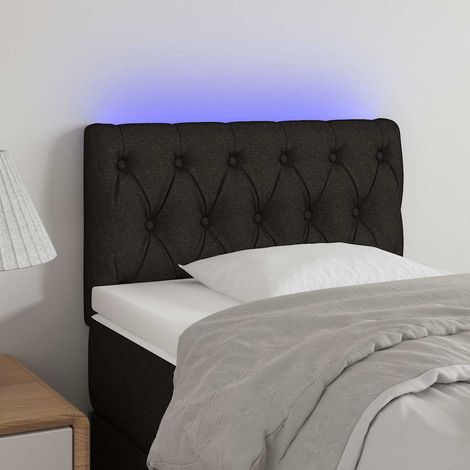 vidaXL Cabecero con LED de tela negro 80x7x78/88 cm (1/5)