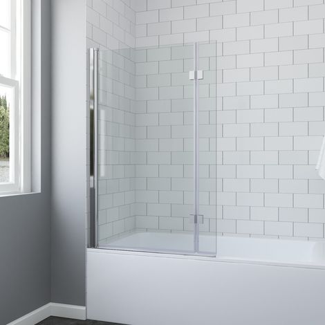 Duschwand für Badewanne 93,5x140 cm 1-teilig Badewannenaufsatz 8 mm ESG-Sicherheitsglas Duschtrennwand mit faltbar Spritzschutz-Glas (1/5)