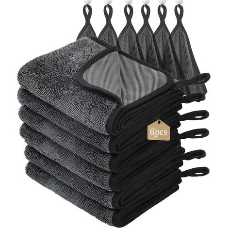 Mikrofasertücher 6er Pack, 60x40cm, Grau, Saugfähig, Streifenfrei (1/5)