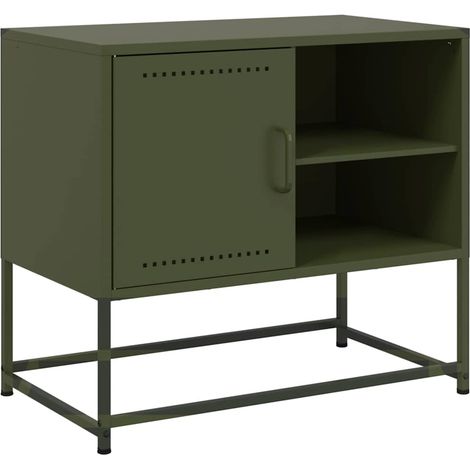 Mobile TV multimediale scaffale per televisione televisione buffet sala da pranzo soggiorno camera da letto oliva 68 x 39 x 60,5 cm verde acciaio 020028271