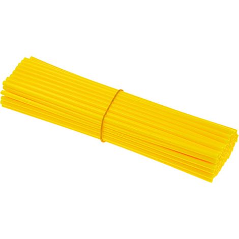 72 pièces housses de rayons enveloppes de jante décoration protecteur tube accessoires moto cross jaune (1/4)