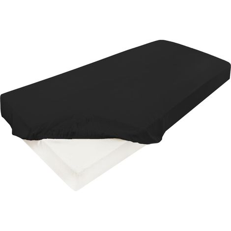 Lenzuolo con angoli in raso con elastico dorato 90/100x190/200x25 Nero (1/5)