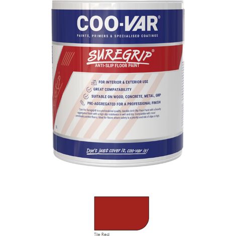 CooVar Suregrip Anti Slip Floor Paint - Tile Red - 1 Litre