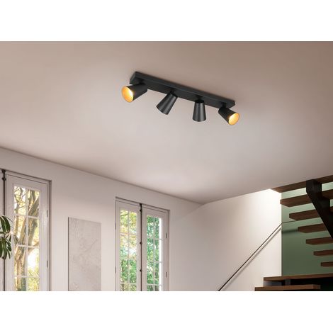 Deckenstrahler SHARP Schwarz Gold 4-flammig, Breite 64cm