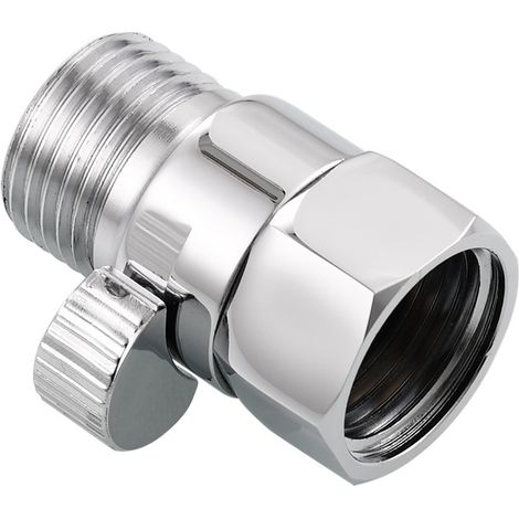 Robinet d'arrêt en laiton chromé avec inverseur 1/2" mâle-femelle pour pommeau de douche (1/5)