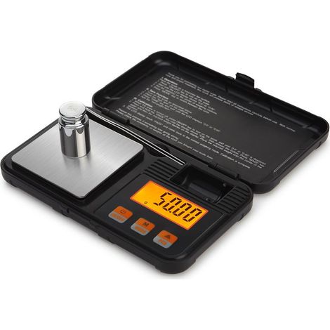 Soavoa Balance de Précision 5g/0.1g avec Poids Étalonnage et Pince pour Bijoux et Cuisine, LCD Rétroéclairé, Portable (1/5)