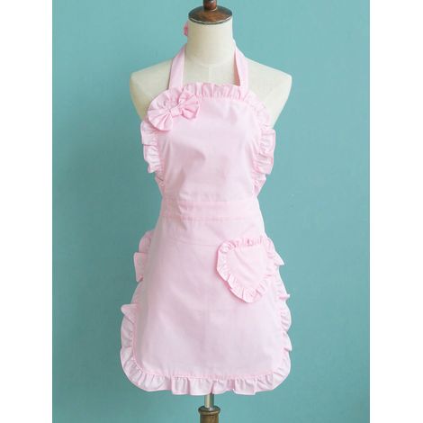 1 tablier princesse avec motif de nœud en forme de cœur, étanche et anti-huil, parfait pour cuisiner avec style à la maison, en cuisine ou salle de bain — Fournitures domestiques. (1/4)