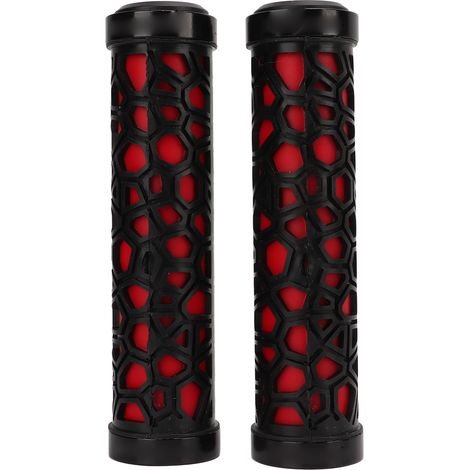 Rote, rutschfeste, strukturierte, stabile und hochfeste Fahrradlenkergriffe mit doppeltem Verriegelungsmechanismus für Mountainbikes (1/5)