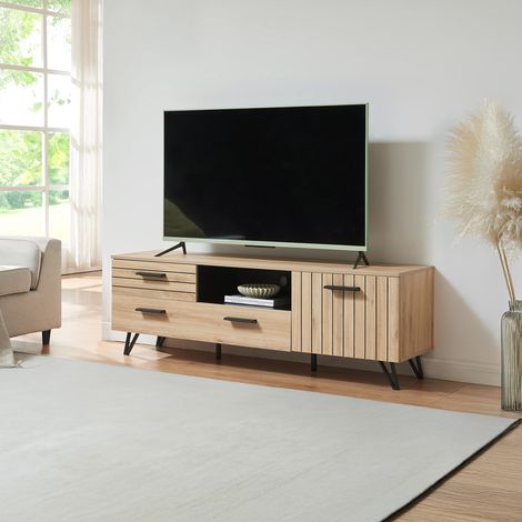 Mobile Porta TV Noppen ad Ante con Cassetto 150 x 38 x 49 cm - Effetto Rovere [en.casa]