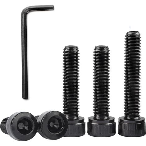 20 Pièces M4x16mm Vis à Tête Cylindrique à Six Pans Creux, Noir Acier Inoxydable A2 V2A,Boulons à Tête Hexagonale Entièrement Filetés avec Clé Hexagonale (1/5)