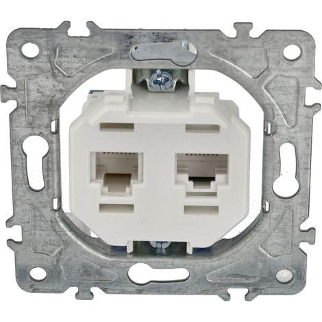 Enchufe Teléfono + CAT6 Mecanismo Policarbonato Blanco