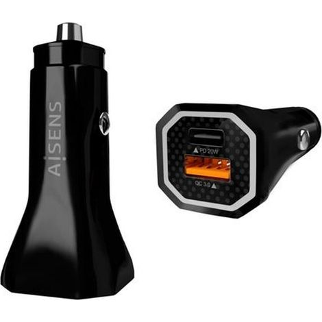 Cargador de Coche Aisens ASCH-CAR2PQC-BK/ 1xUSB-Tipo C/ 1xUSB/ 38W (1/5)