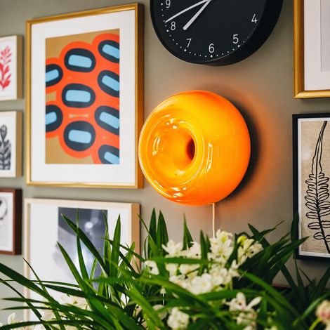 Applique murale donut en verre orange vintage Bauhaus LED 7W tactile 3 couleurs réf 6598 38 × 38 × 22 cm 2,2 kg – Livraison gratuite