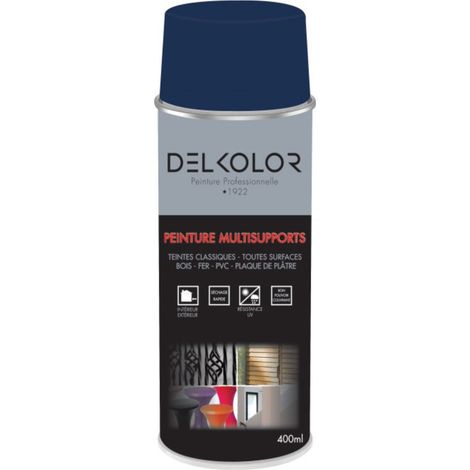 Delkolor Peinture en Aérosol - Couleurs RAL - 400ml  Couleur: RAL 5013 BLEU COLBAT (1/2)