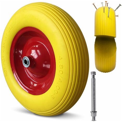 Gardebruk Schubkarrenrad 4.80/4.00-8 Ø 390mm 200 kg Achse Schubkarrenreifen Felge Ersatzrad Gartenkarre   Gelb