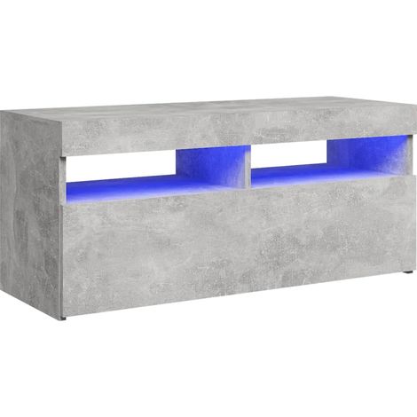 Mueble TV multimedia estantería para televisión buffet para televisión comedor salón dormitorio con luces LED 90 x 35 x 40 cm gris 020026624