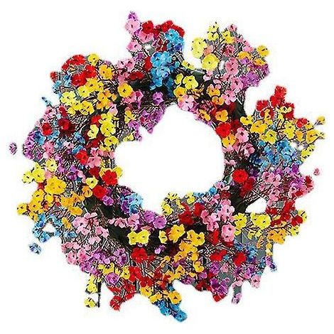 40cm-coloured Small Flower Wreath Spring Wreath Door Hanging Artificial Flower Front Door Wreath Window Hanging (1/4)