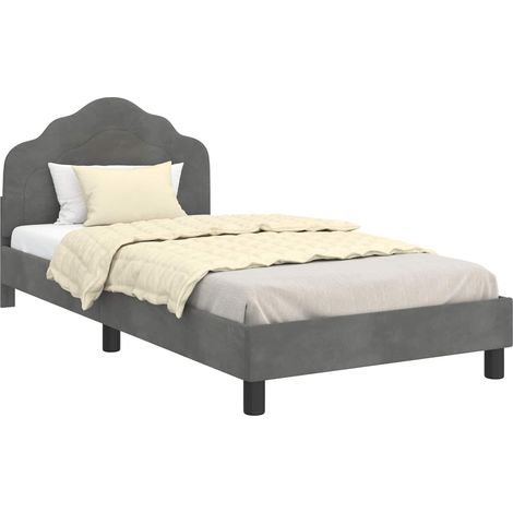 Children's Bed Frame with Headboard Dark Grey 90 x 200 cm vidaXL