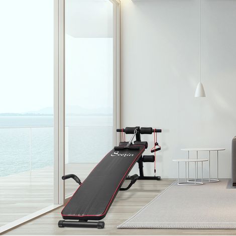 Banco de musculación abdominal 137,5x55,5x68 cm de acero negro ajustable - MEUBLIV (1/5)