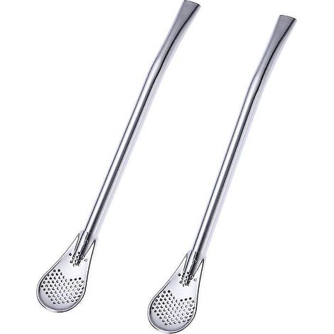 2 Stück Edelstahl-Strohhalmlöffel